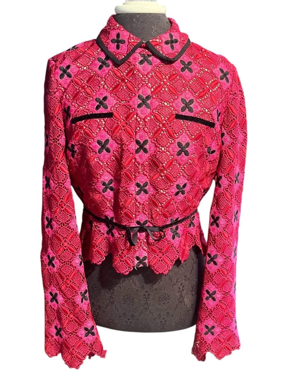 Modelivree Pink Lace Fitted Blouse Top Bridgerton XL Runs Small - Picture 9 of 9